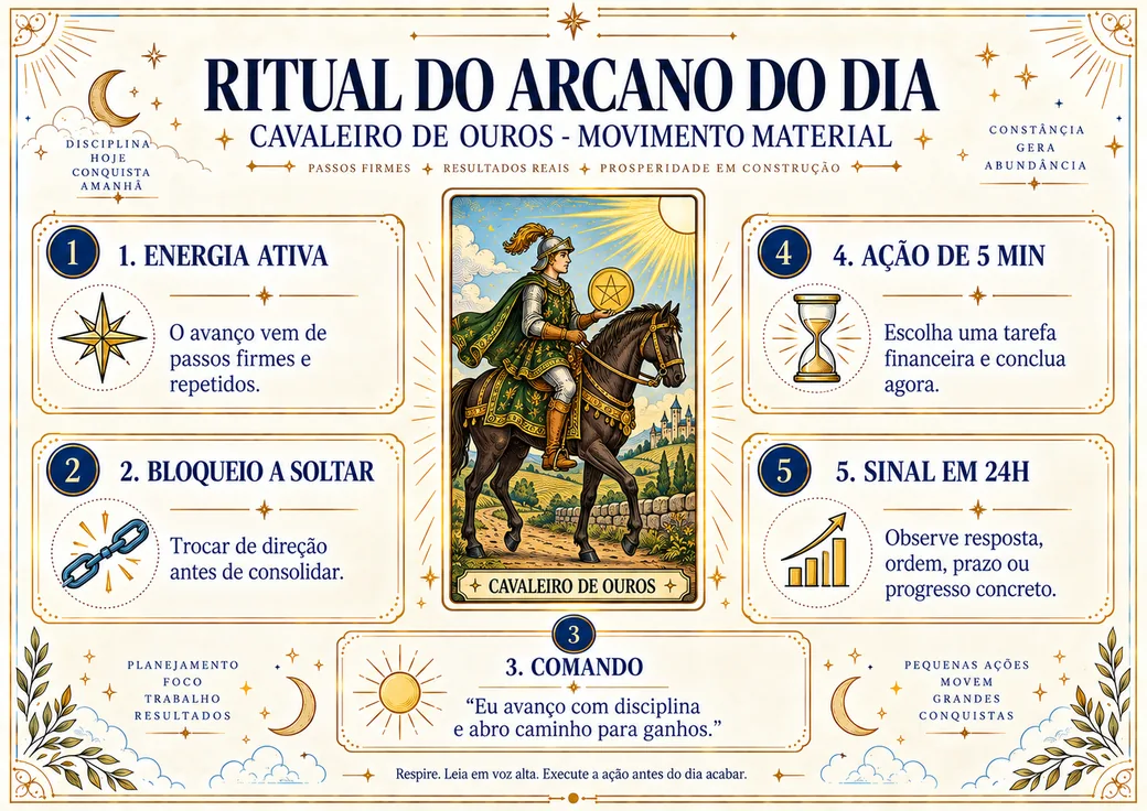 Arcano Cavaleiro de Ouros no Ritual dos Arcanos da Prosperidade