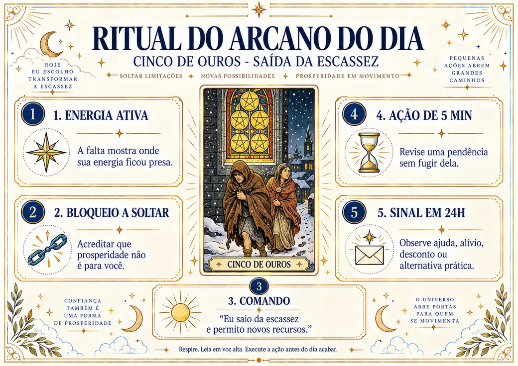 Arcano Cinco de Ouros no Ritual dos Arcanos da Prosperidade