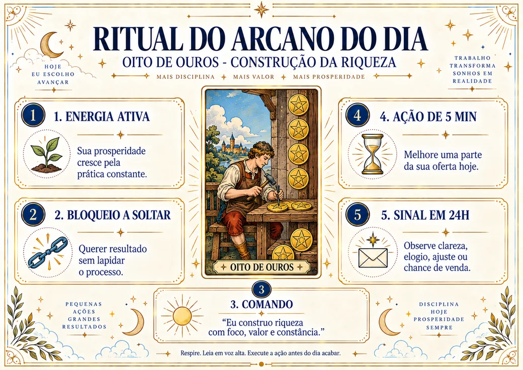 Arcano Oito de Ouros no Ritual dos Arcanos da Prosperidade