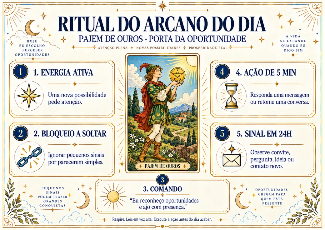 Arcano Pajem de Ouros no Ritual dos Arcanos da Prosperidade