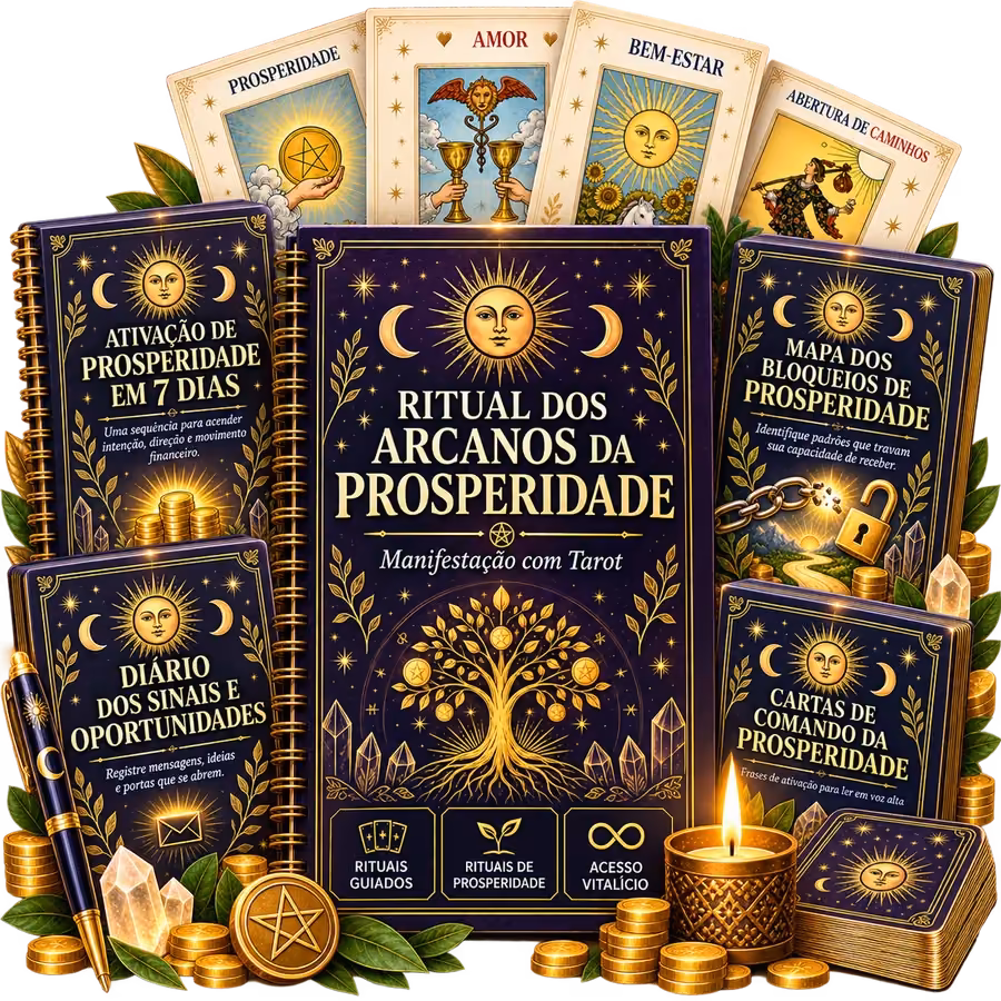 Kit completo com o Ritual dos Arcanos da Prosperidade e bônus de ativação