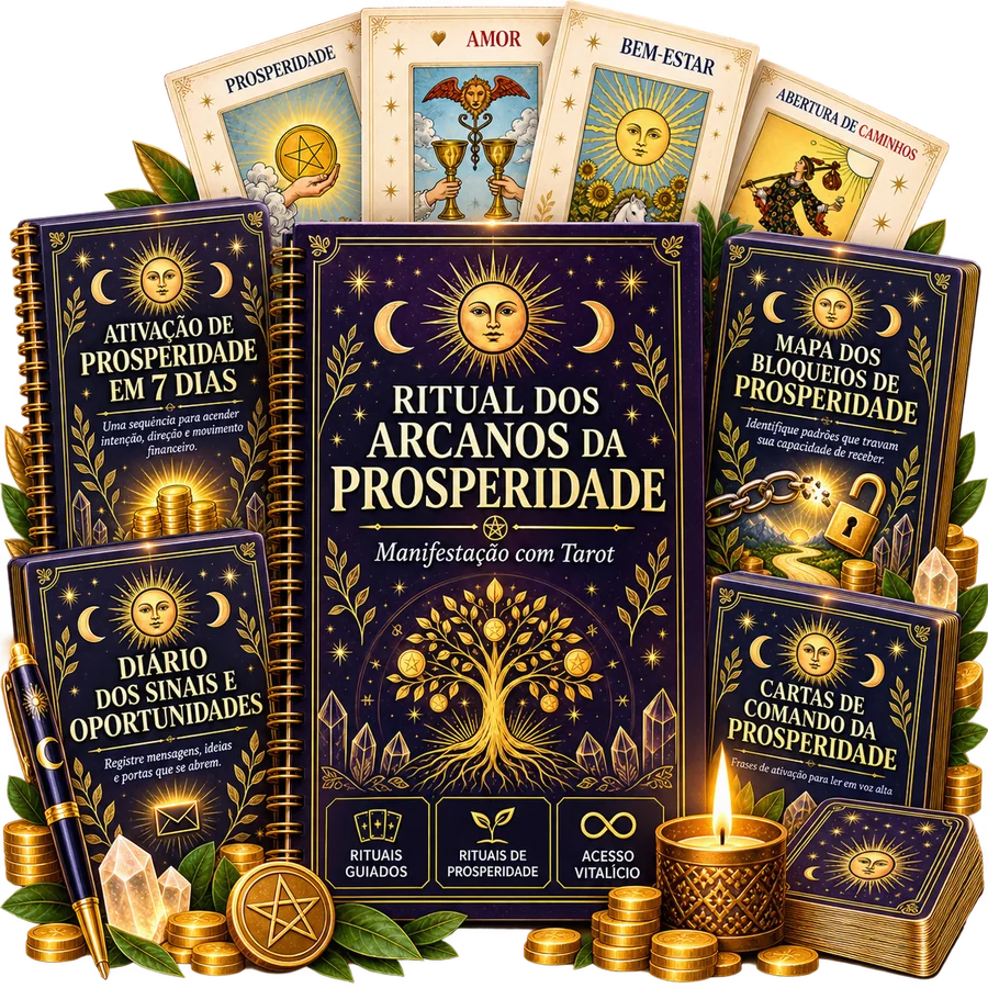 Kit completo com o Ritual dos Arcanos da Prosperidade e bônus de ativação